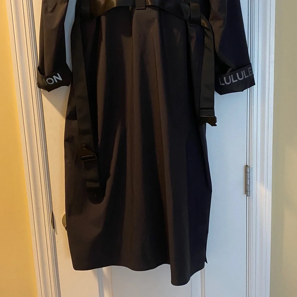 Lululemon Black Stunning Logo Reflective Long Hooded Trench Coat - Picture 8 of 16